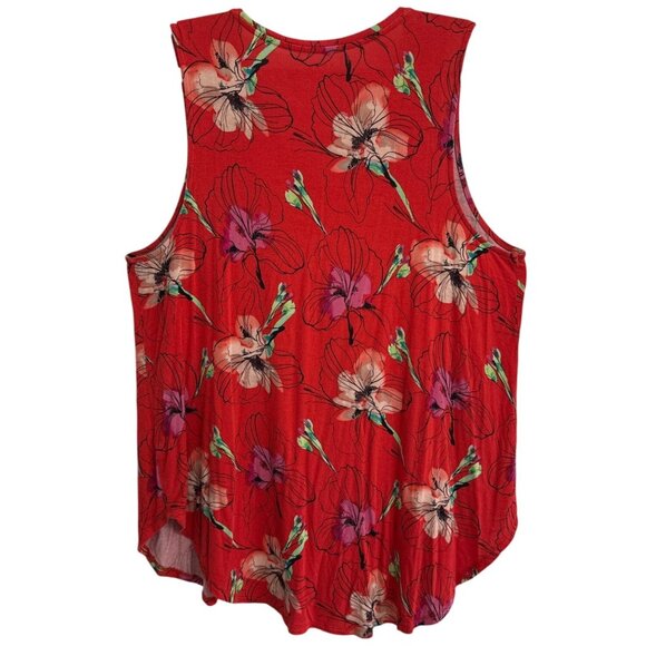 Apt. 9 Essentials Womens Red Tropical Floral Sleeveless V-Neck Tank Top XXL - Picture 2 of 8